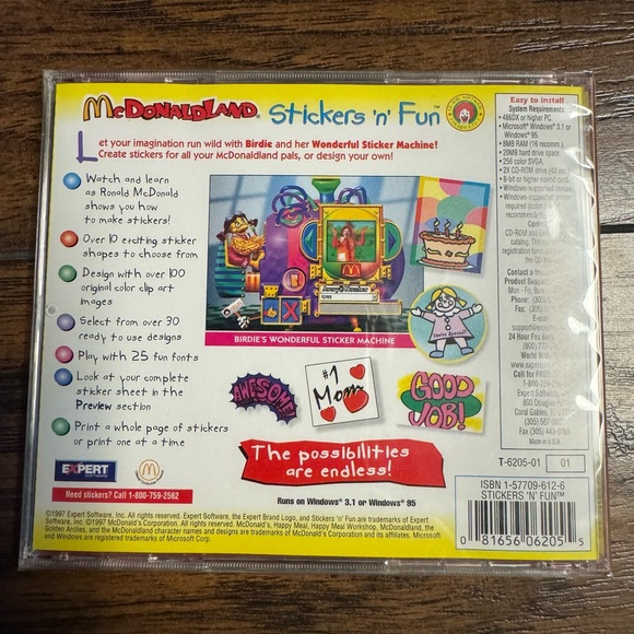Vintage 1997 McDonaldland Sticker N Fun CD-ROM PC #3 Ronald McDonald Windows - Picture 3 of 3